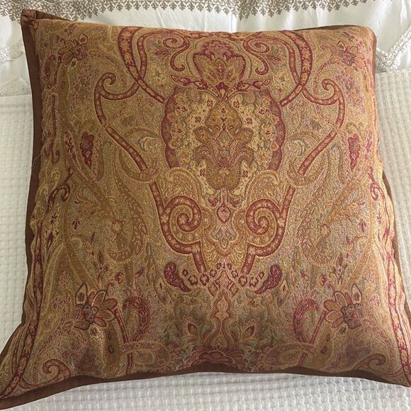 Lauren Ralph Lauren Gold, Brown, and Rust Paisley Accent Pillow - Qty 5 - Picture 1 of 10